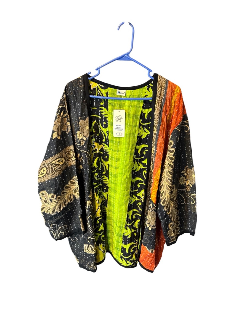 Wevezy  Kantha Jacket / Kimono Cardigan Multicolor patchwork one size fits most